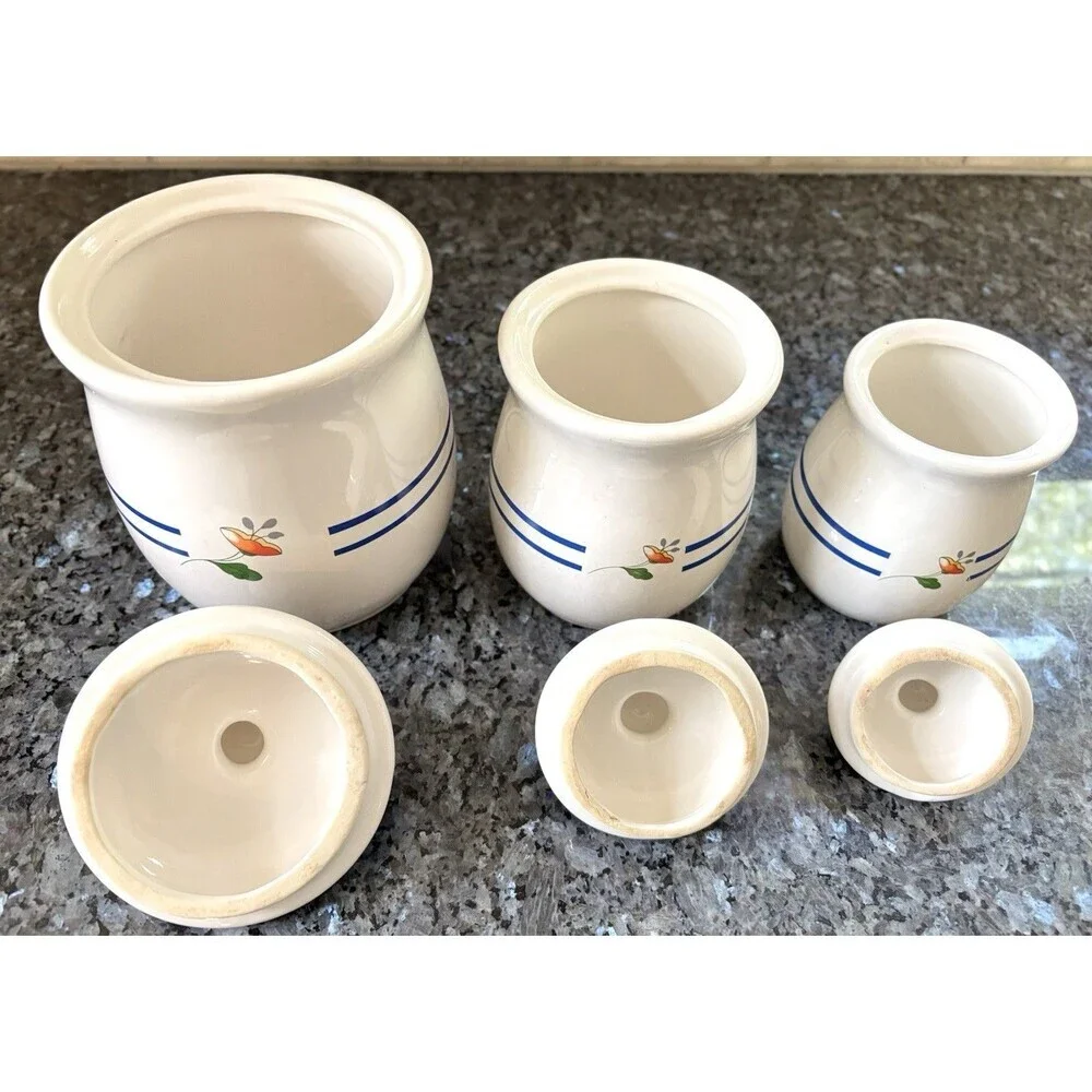 Vtg Floral Canister Set Set of 3 Ceramic Canisters Granny/Cottage Core 80s 90s